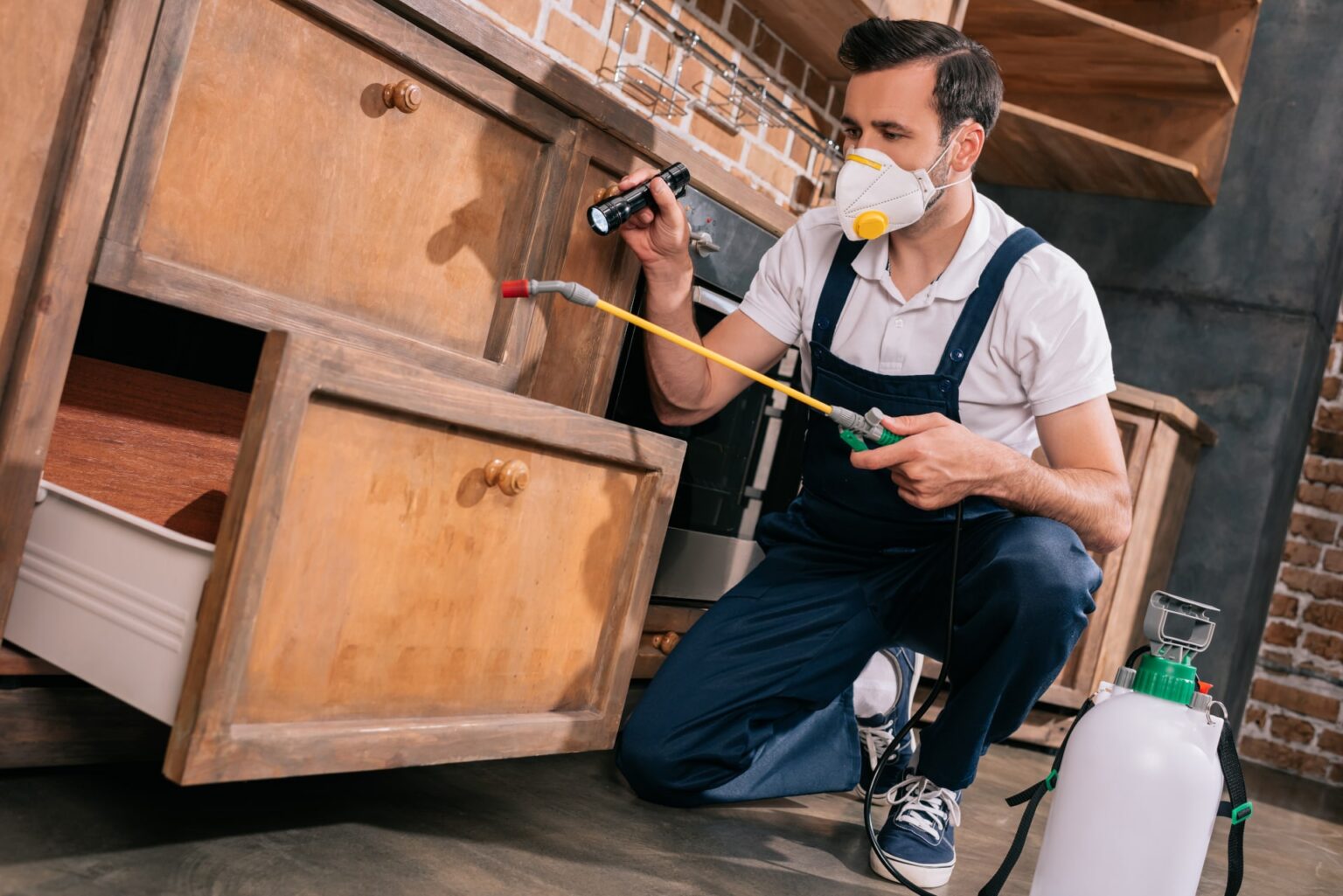 Pest Control worker spraying pesticides